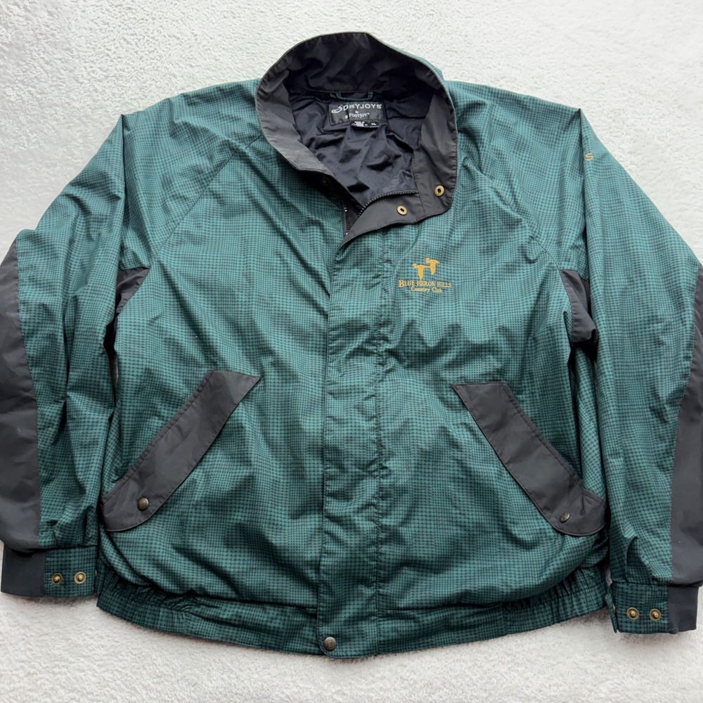 FootJoy DryJoys Mens XL Green Check Golf Jacket Blue Heron Hills Country Club
